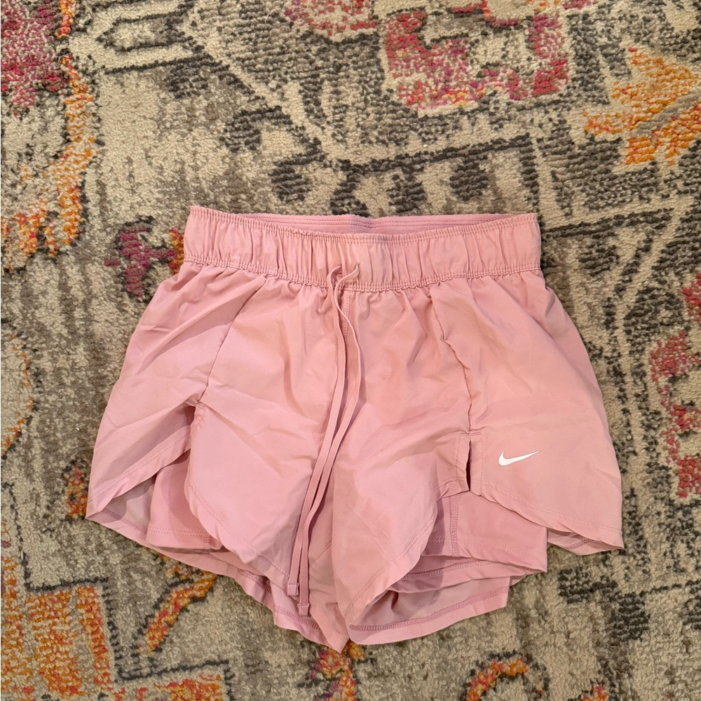 Nike Pink Athletic Shorts with Elastic Waistband and Drawstring